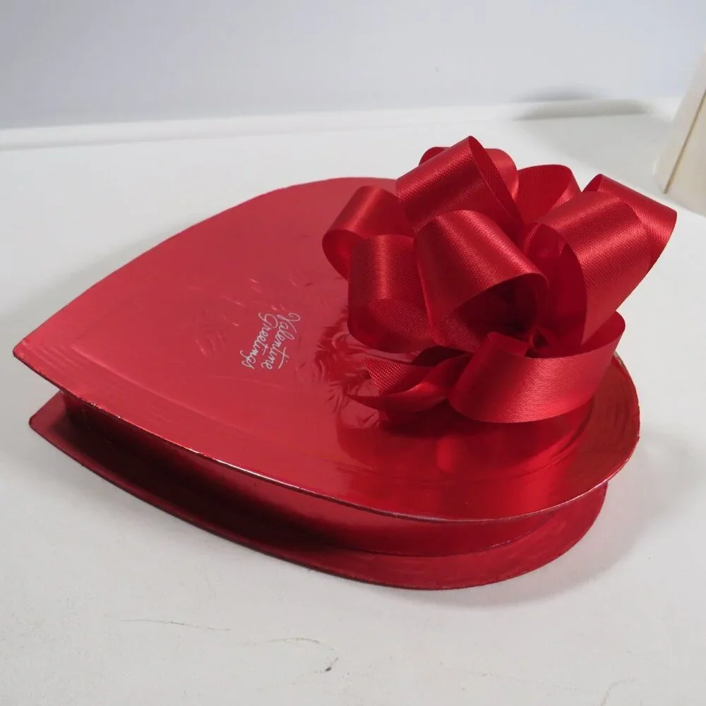 Red Candy Box Heart Gift Box with Bow & Tissue (EMPTY)